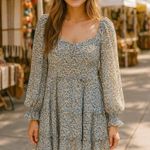 Bohme  floral chiffon tiered boho dress sz L fully lined Photo 0