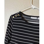 Susan Graver Black White Striped Dress Gold Button Detail Womens Photo 2