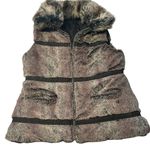 Dress Barn Women’s M Faux Fur Reversible Puffer Vest Brown Black Trendy Mob Wife Photo 7