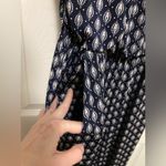 Kaileigh  Navy Blue Diamond Geometric Patterned Wide Leg Sleeveless Jumpsuit Photo 5