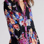 Free People ‎ Floral Brunch A Bunch Floral Tunic Top Bohemian Black Size S Summer Photo 0