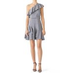 H by Halston Halston Grey Stripe Ruffle‎ Dress Size 6 Photo 1