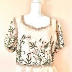 Belle Terre Cream, Blush, Tan, Green Lace Embroidered Floral Dot Tulle Dress. Pink Size XXL Photo 1
