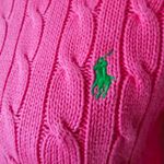Ralph Lauren Fuchsia & Lime Cable Knit Cotton Crewneck Sweater Size Medium Photo 2