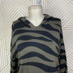 Anthropologie Kasia Hoodie Sweater Zebra Stripe Knit Acrylic Green Black Size XS Photo 3
