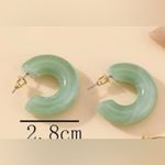 Ceramic faux jade earrings sophisticated style NIB Green Photo 1