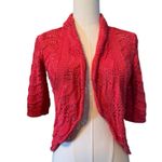 Elle  Fuchsia Pink Open-Front Knit Shrug Cardigan Sweater Silver Metallic XS Photo 1
