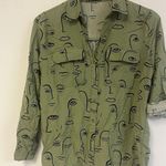 Milk & Honey Shirt Oversized Olive Size S Face Drawing Silhouette Abstract Green Photo 0