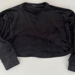 Beyond Yoga Cropped Velour Fleece Crewneck Sweater Sweatshirt Size Small Black Photo 0