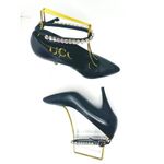 Gucci  Black Leather Crystal Embellished Ankle Strap Pointed Toe Pump Heel EU36.5 Photo 4