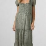 Reveriee Maxi Dress Women's Size L Green Floral Tiered Short Sleeve Casual NWT Size L Photo 0