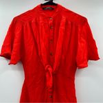 ZARA  Reddish Orange Short Sleeve Button Down Tie Mini‎ Dress Size XS Photo 2