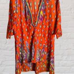 Jessica Taylor Vintage Paisley Tunic Dress Boho Embellished Lace Up Asymmetrical Whimsical 1X Photo 1
