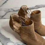 Lucky Brand  | Women's Brown Leather Peeptoe Reevas Wedge Booties Sz 8.5 Photo 3