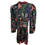 Celina Moon Floral Print Wrap Dress Red Trim Long Sleeve Casual Size M Black Size M Photo 6