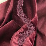 Jasmine Vintage Burgundy Velvet Robe Sz Large Floral Long Boho Loungewear Cigar Bar Photo 5