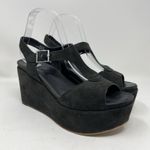 Naked Feet Bardii Platform Sandals Women's Size 8.5M Black Suede Leather Shoes Photo 0