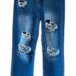Indigo Rein Blue Denim Distressed Raw Hem Jeans Size 3 Photo 0
