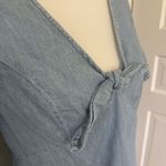 Old Navy  Tie Front Denim Top Blouse Large Smocked Blue Western Photo 2