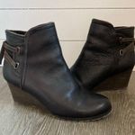 Rockport Lucinda Black Leather Tie Back Wedge Ankle Booties Women’s Size 7 Photo 7