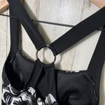 Iz Byer Vintage Y2K Abstract Black White Milkmaid Razorback O Ring Top Womens M Photo 3