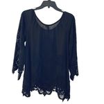 Yoana Baraschi  Womens Saint-Armour Chiffon Lace Embroidered Blouse Black‎ Small Photo 2