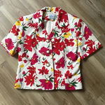 Gay Boyer floral print skirt suit VTG Lined Size 10 Spring Cotton Vibrant Classy White Photo 1