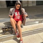 ZARA  NY 82 Varsity Patch Embroidered Distressed Trim Short Sleeve Sweatshirt Tee Photo 3