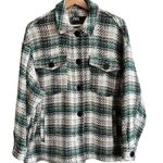 ZARA Tweed Plaid Shirt Jacket Shacket Green Cream size M Photo 1