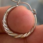 14k White Gold Twisted Hoops Photo 3