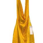 NWT Revolve Ronny Kobo Marisa Halter Drape Front Yellow Mini Dress SMALL Photo 3