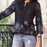 R&B Collection Gray Floral Notch Neck Tunic, Small - New! Photo 0