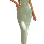 Sleeveless Body on Tube Dress Green Photo 0