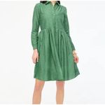 J.Crew Eyelet Mini Shirt Dress Long Sleeve Cotton Pockets Preppy Green US 12 NWT Photo 1