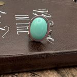 Handmade Vintage 1970s Cyan Cabochon Adjustable Ring Boho  Photo 0