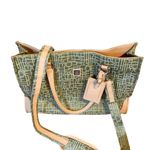 Diane Von Furstenberg  GREEN CANVAS & TAN LEATHER WEEKENDER TRAVEL BAG Photo 2