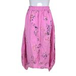 I Love Linen Pink Floral Linen Skirt Elastic Waist Boho Italy Medium Photo 4