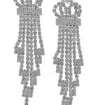 SILVER TONE CLEAR RHINESTONE DANGLE EARRINGS Photo 1