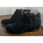 Antonio Melani Black Suede Leather Ankle Boot Booties Silver Side Zip Heel 9 M Photo 3