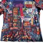 Christopher & Banks  Broadway film/play 3/4 sleeve blouse colorful art to wear M Photo 3