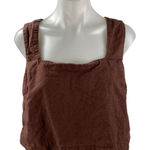 Abercrombie & Fitch Brown Linen Sleeveless Square Neck Tank Crop Top Size M Photo 0