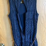 Xhilaration  High Low Sleeveless Navy Lace Dress with Thin Brown Waist‎ Belt Photo 9