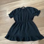 Very J Black Floral Textured Mini Dress Boho Ruffle Hem Elastic Waist Sz 1X NWT Photo 9