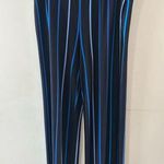 Susan Graver  Pants Women's XL Black Blue Striped Liquid Knit Wide Leg Stretch Photo 0