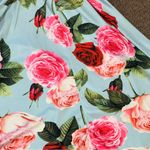 FLORAL DRESS small belted zip back blue circle skirt stretchy pockets. Photo 6