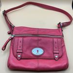 Fossil A Very Cool Beautiful Red Orange Leather Handbag Crossbody Satchel Photo 0