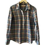 Vineyard Vines  Womens Lightweight Top Blue Plaid 1/4 Button Sz 10 #2401 Photo 0