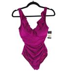 Ralph Lauren Beach Club Solids Underwire Ruffle V-Neck One Piece Swimsuit Pink 8 Photo 2
