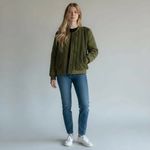 Dear John  Olive Green Quilted Sherpa Bomber Jacket - Women's Small‎ Casual Photo 1