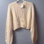 Free People Cropped Creme Cardi NWT Photo 1